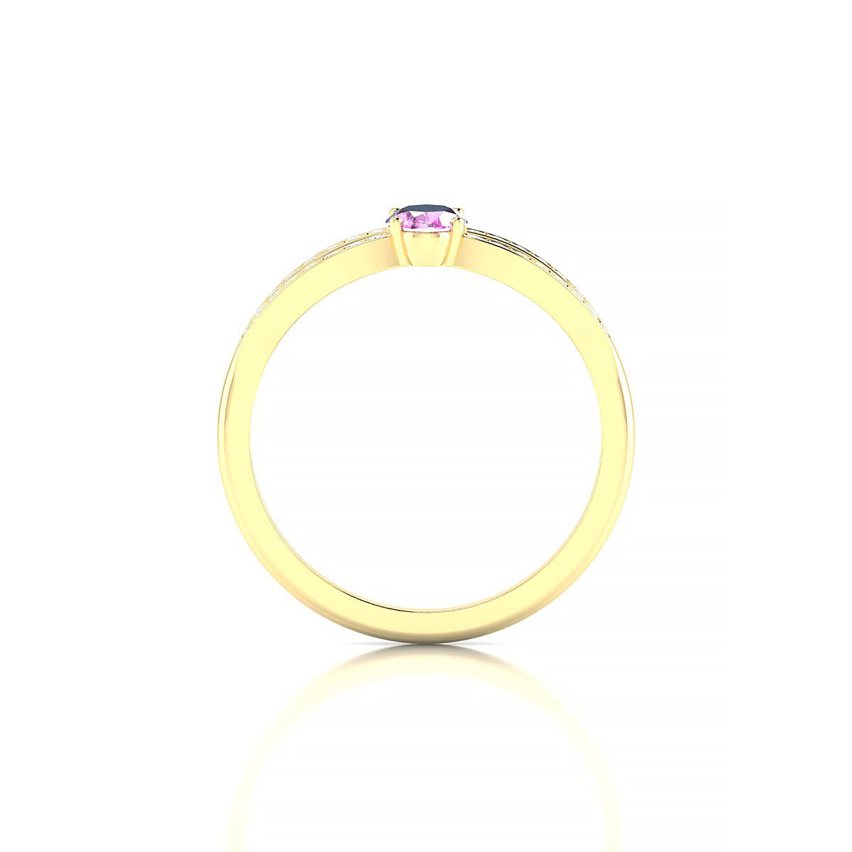 Prestige | 18k Yellow Gold 6 x 4 mm Oval Pink Sapphire Ring