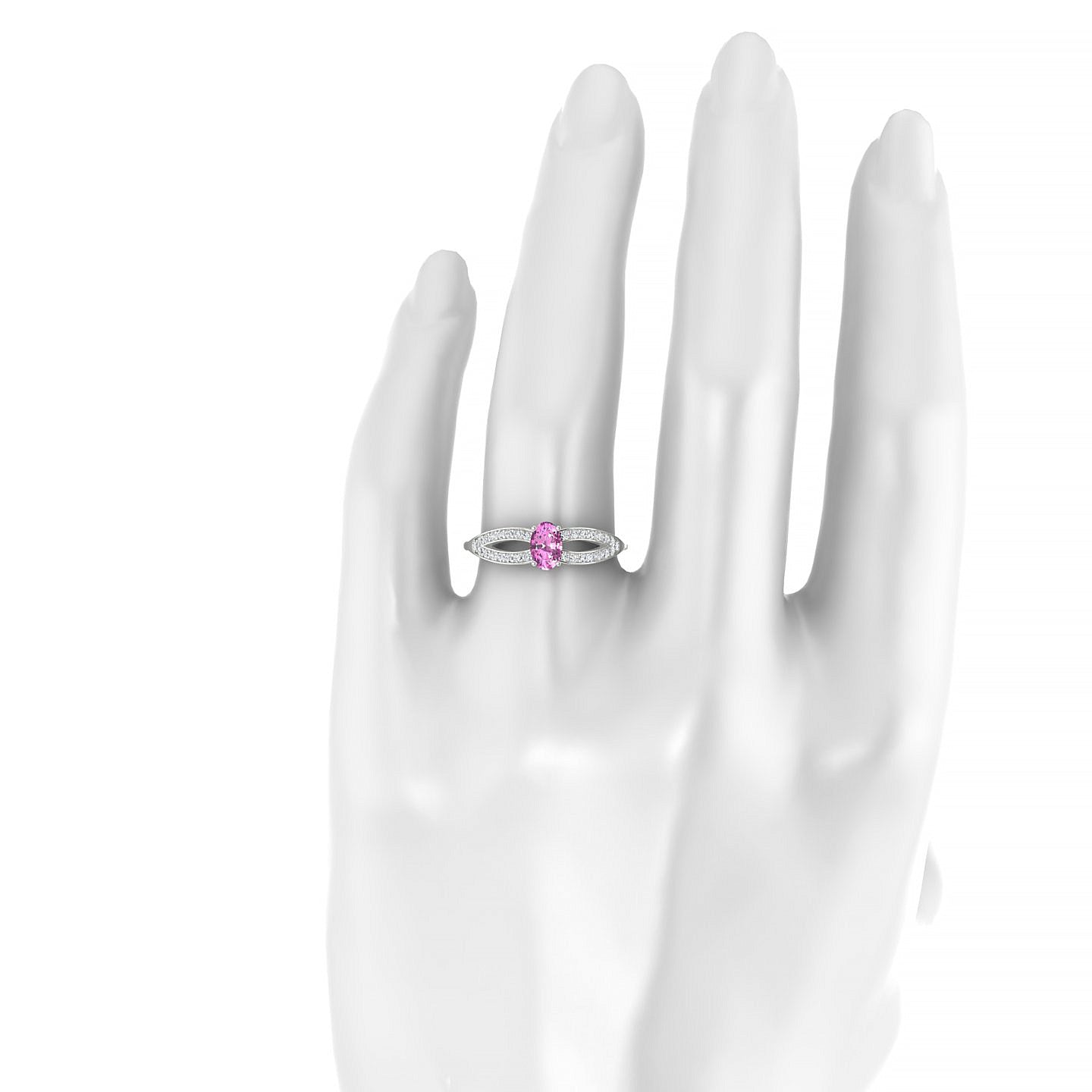 Prestige | 18k White Gold 6 x 4 mm Oval Pink Sapphire Ring