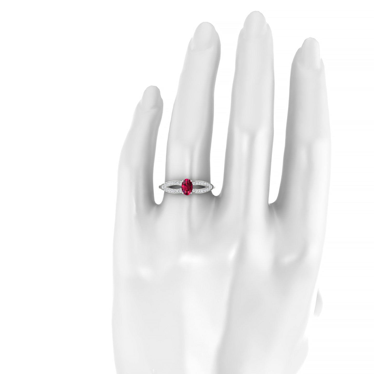 Prestige | 18k White Gold 6 x 4 mm Oval Ruby Ring