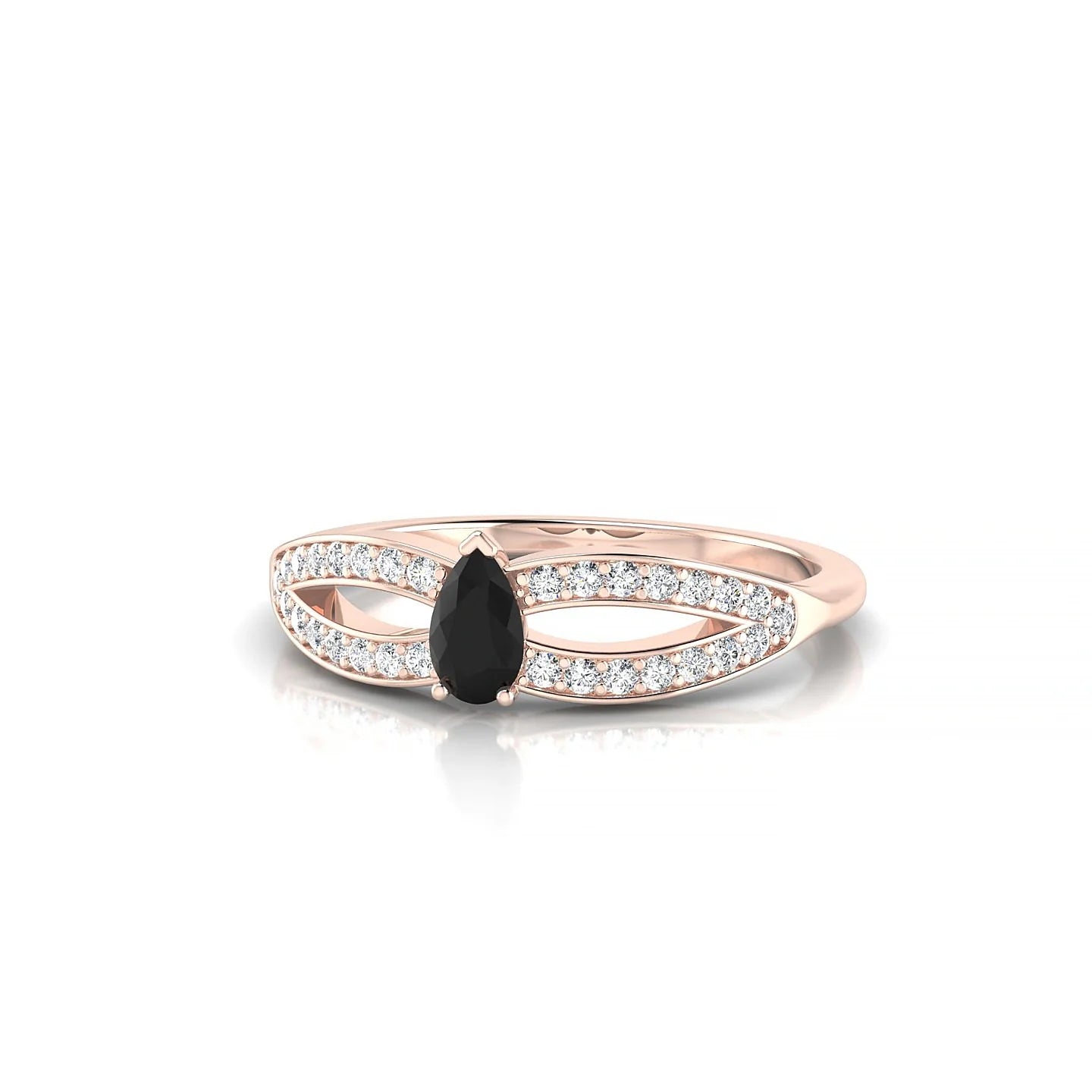 Prestige | 18k Rose Gold 5 x 3 mm Pear Black Diamond Ring