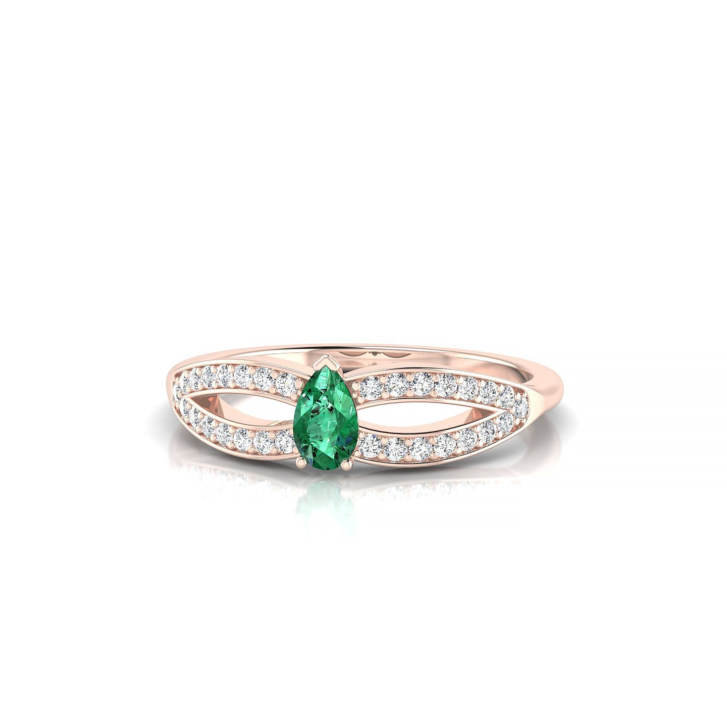 Prestige | 18k Rose Gold 5 x 3 mm Pear Emerald Ring