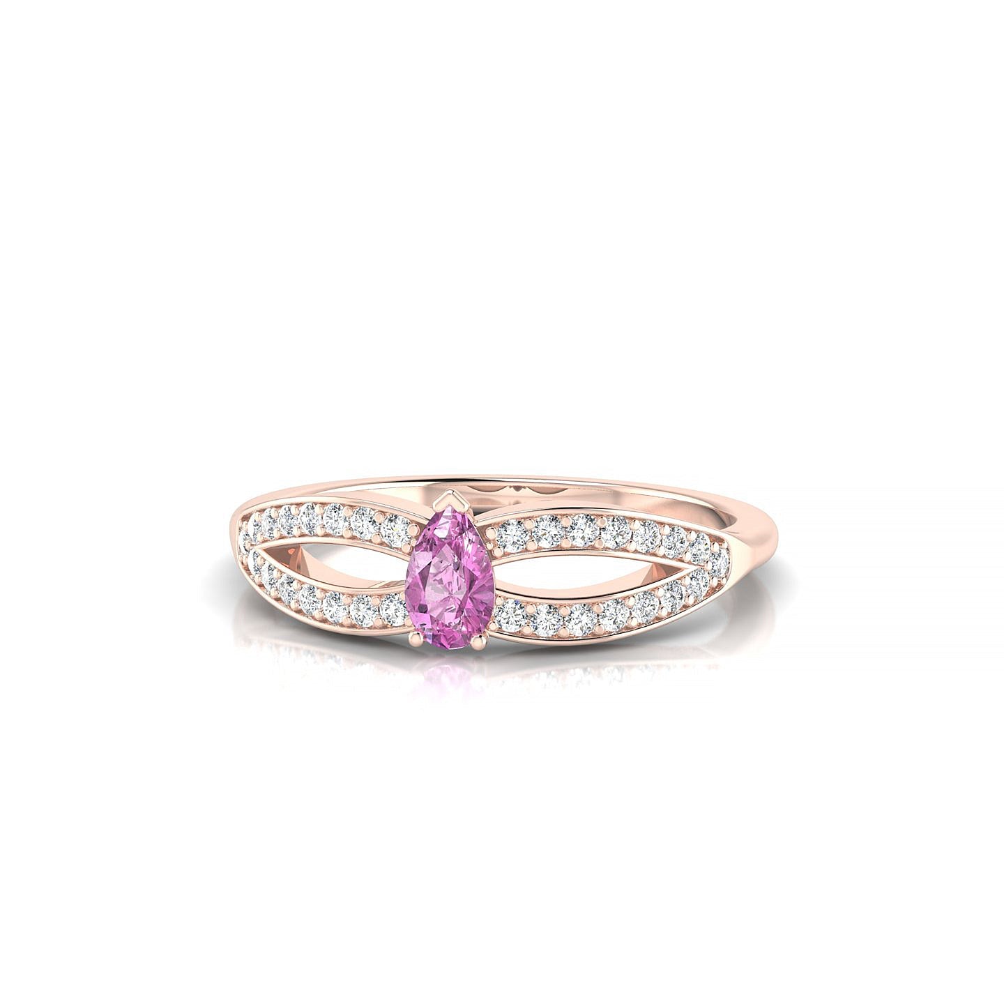 Prestige | 18k Rose Gold 5 x 3 mm Pear Pink Sapphire Ring