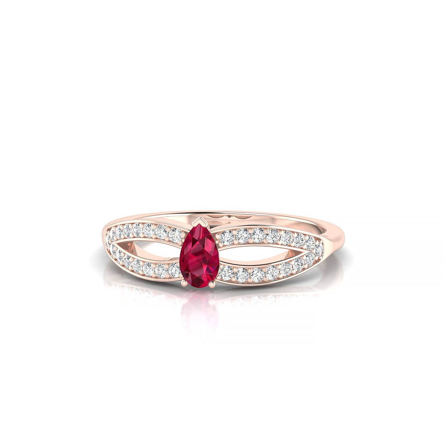 Prestige | 18k Rose Gold 5 x 3 mm Pear Ruby Ring