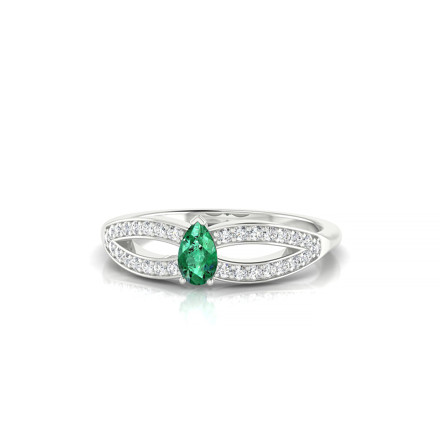 Prestige | 18k White Gold 5 x 3 mm Pear Emerald Ring
