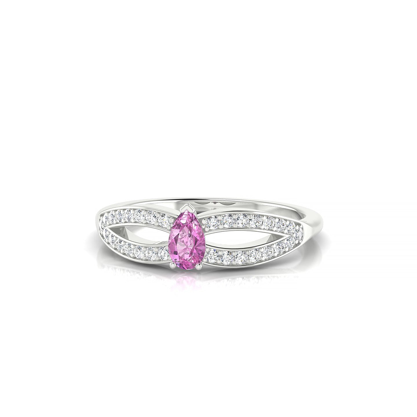 Prestige | 18k White Gold 5 x 3 mm Pear Pink Sapphire Ring