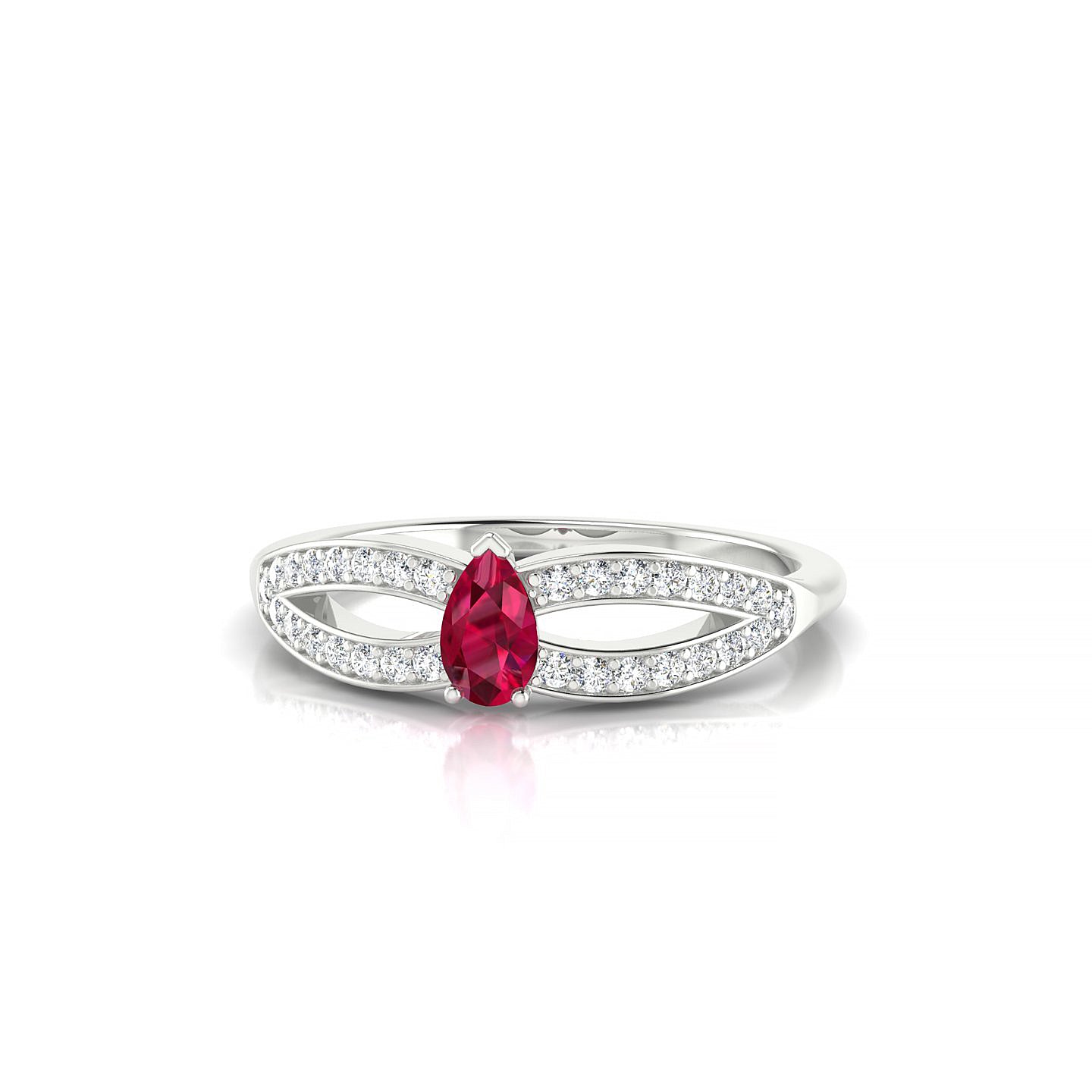 Prestige | 18k White Gold 5 x 3 mm Pear Ruby Ring