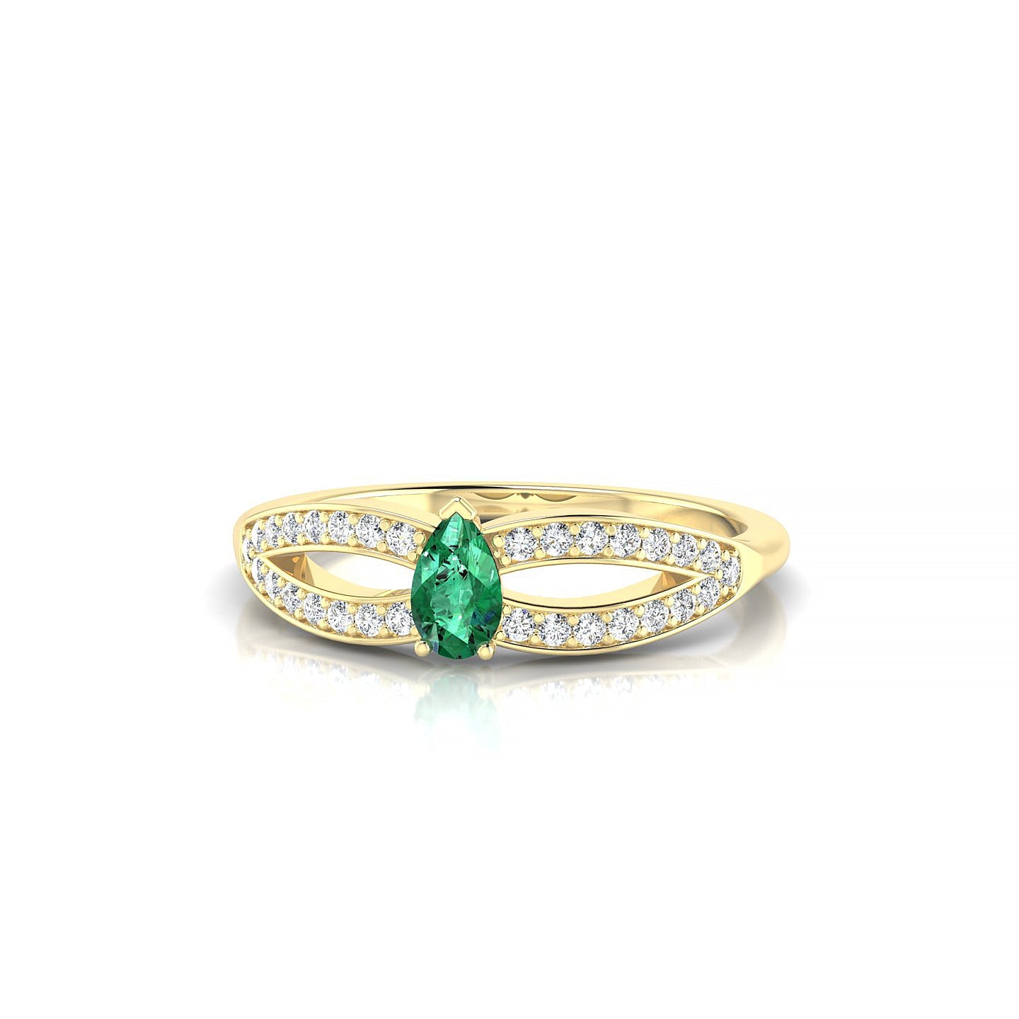 Prestige | 18k Yellow Gold 5 x 3 mm Pear Emerald Ring