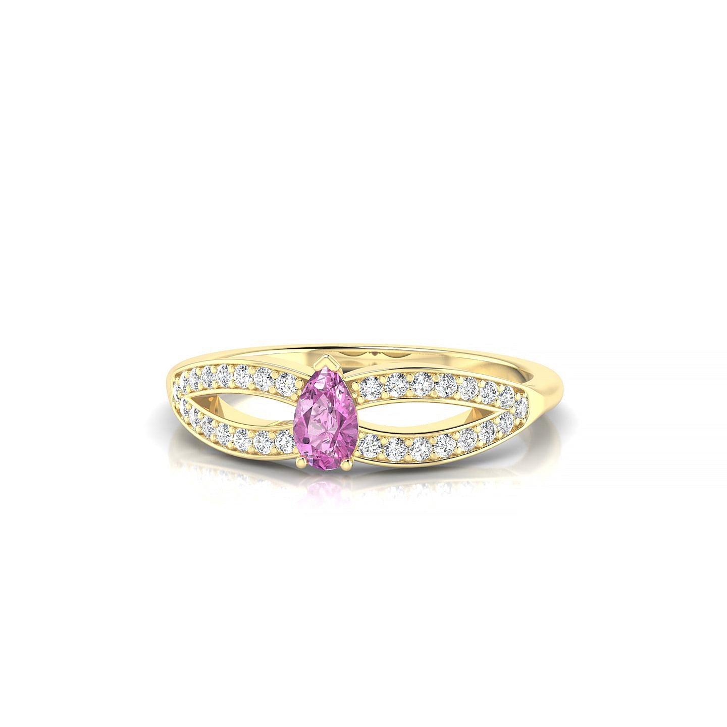 Prestige | 18k Yellow Gold 5 x 3 mm Pear Pink Sapphire Ring