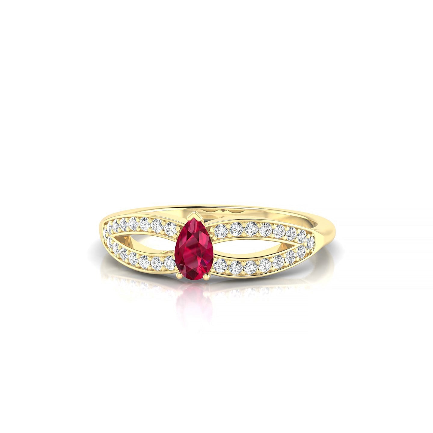 Prestige | 18k Yellow Gold 5 x 3 mm Pear Ruby Ring
