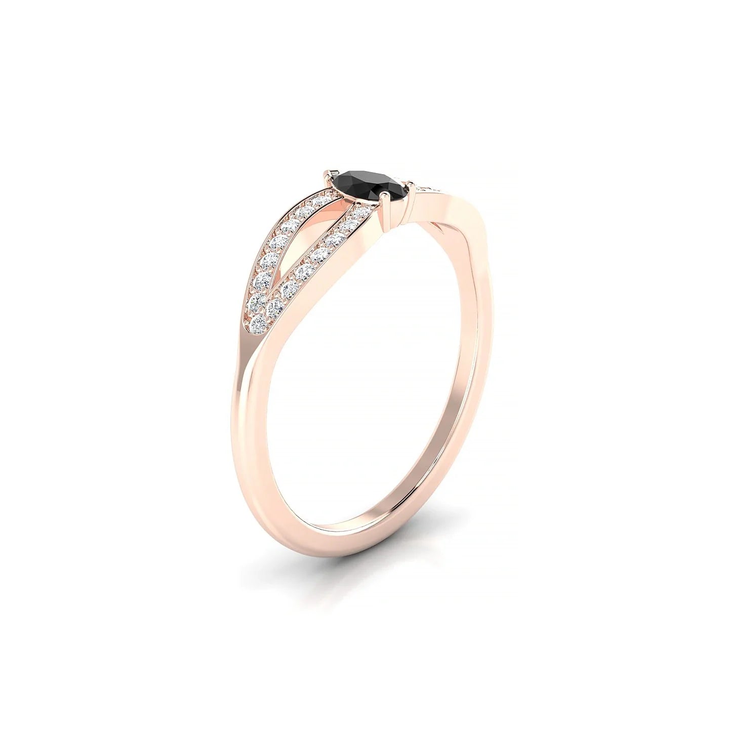 Prestige | 18k Rose Gold 5 x 3 mm Pear Black Diamond Ring