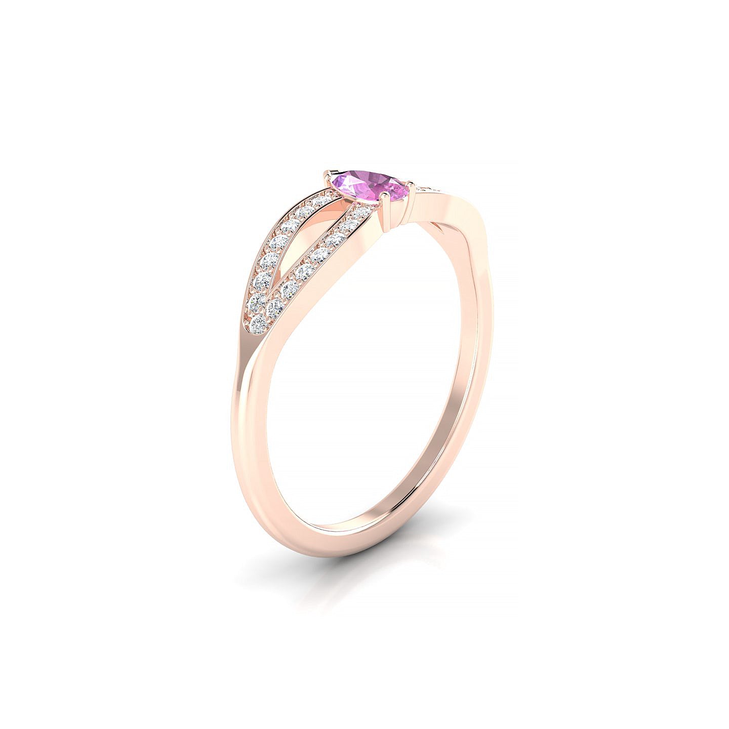 Prestige | 18k Rose Gold 5 x 3 mm Pear Pink Sapphire Ring