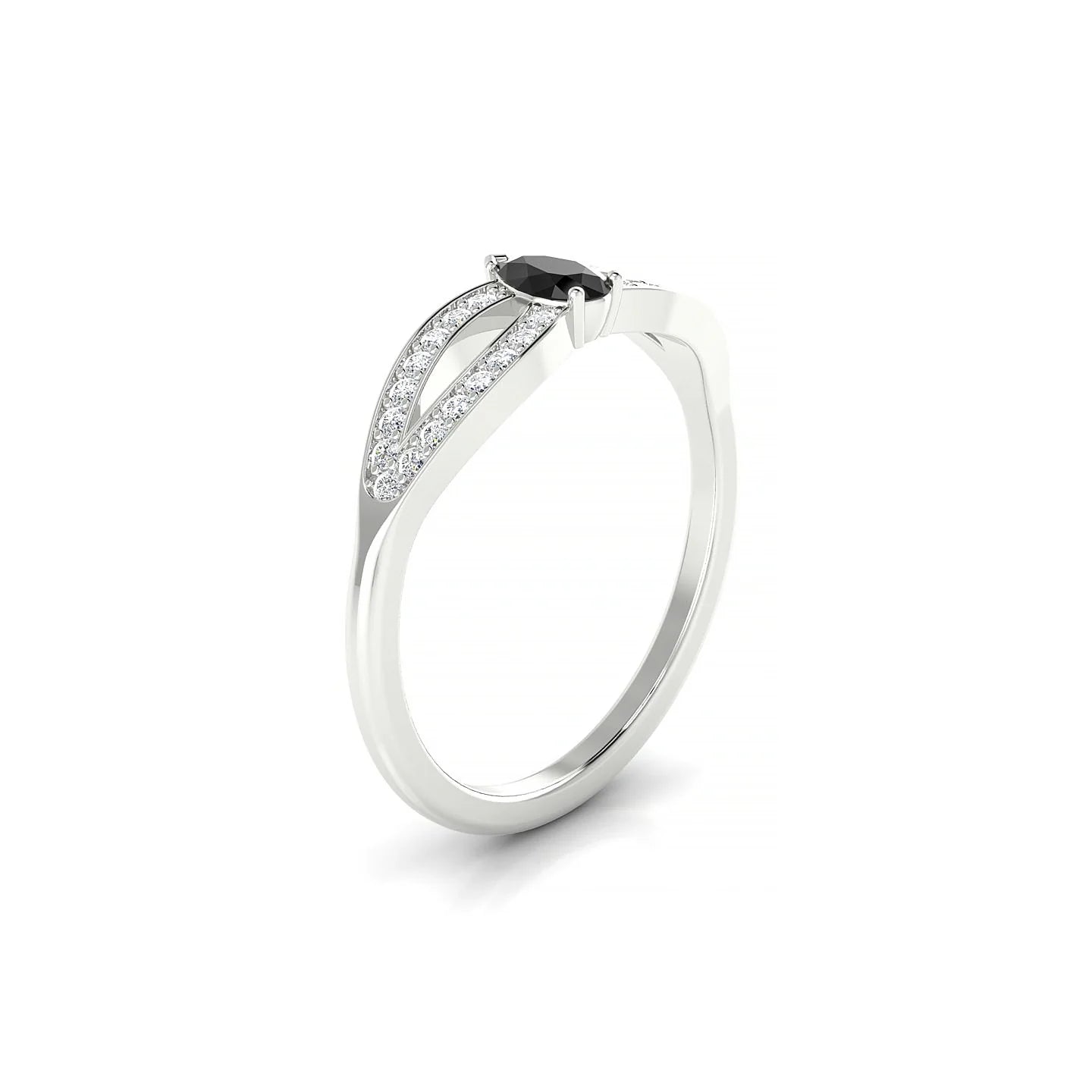 Prestige | 18k White Gold 5 x 3 mm Pear Black Diamond Ring