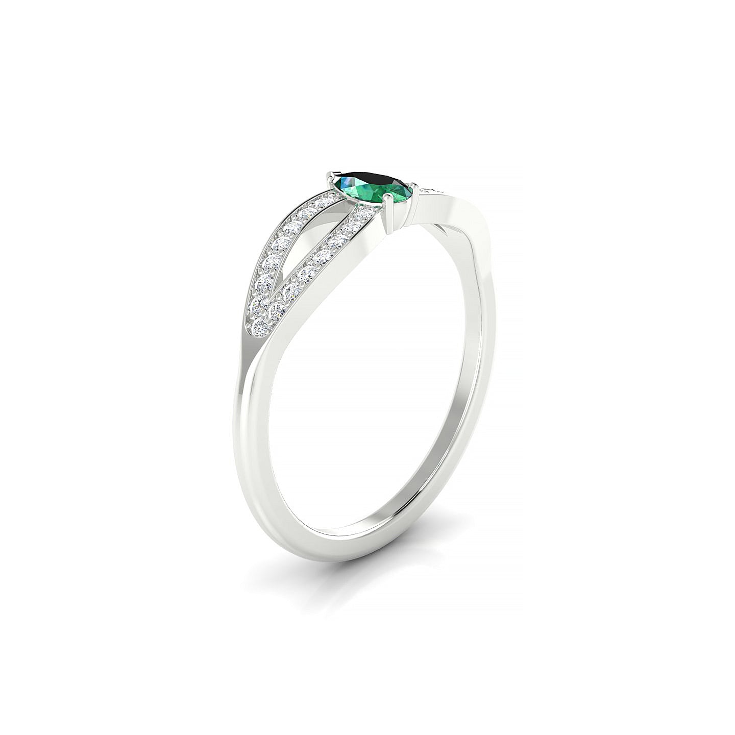 Prestige | 18k White Gold 5 x 3 mm Pear Emerald Ring