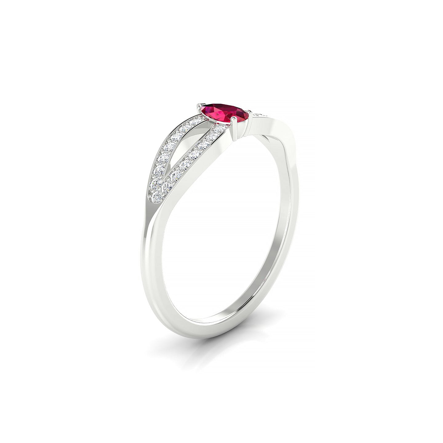 Prestige | 18k White Gold 5 x 3 mm Pear Ruby Ring
