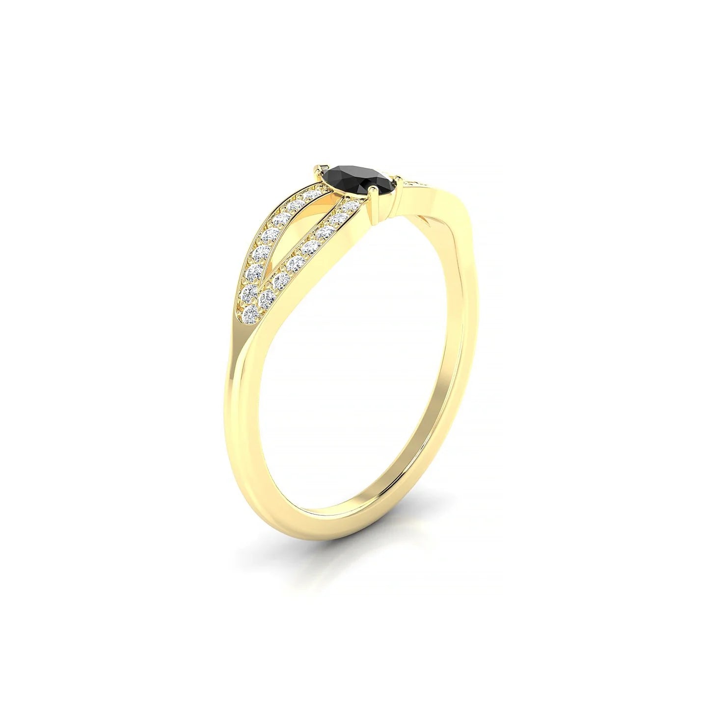 Prestige | 18k Yellow Gold 5 x 3 mm Pear Black Diamond Ring