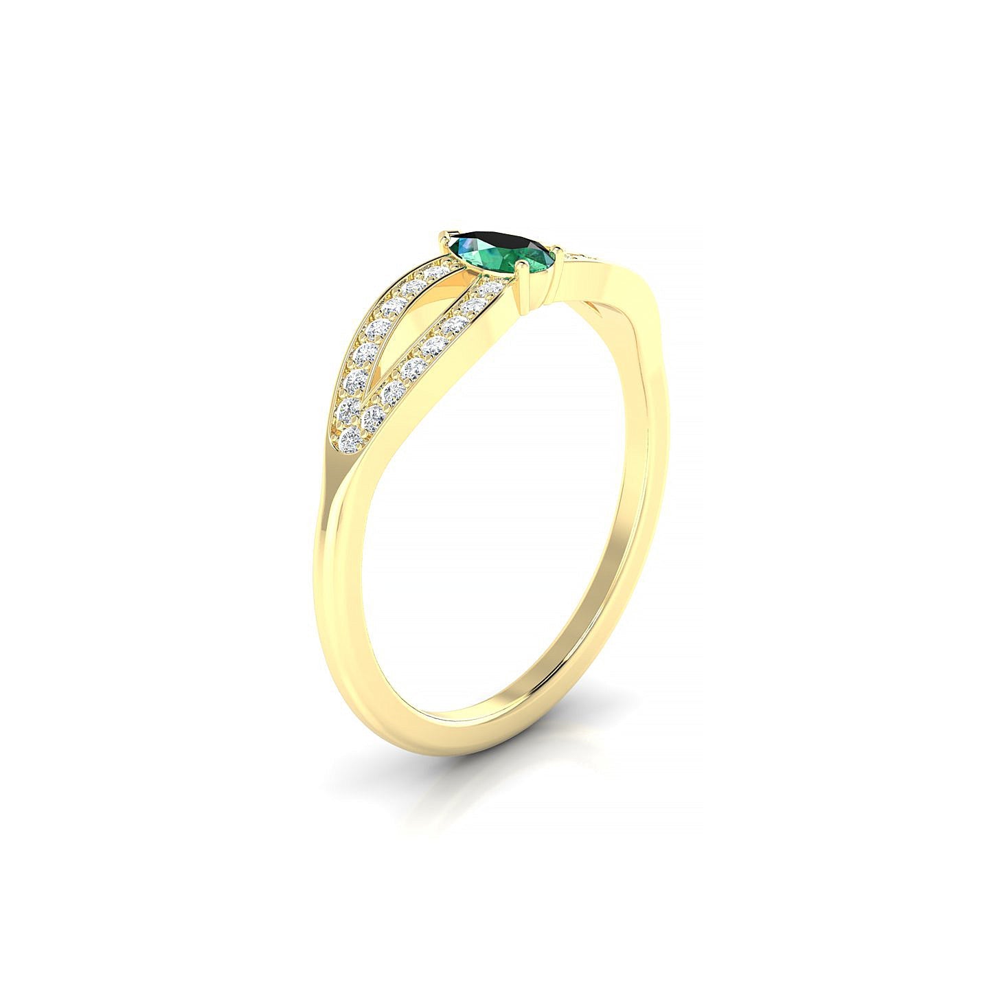 Prestige | 18k Yellow Gold 5 x 3 mm Pear Emerald Ring
