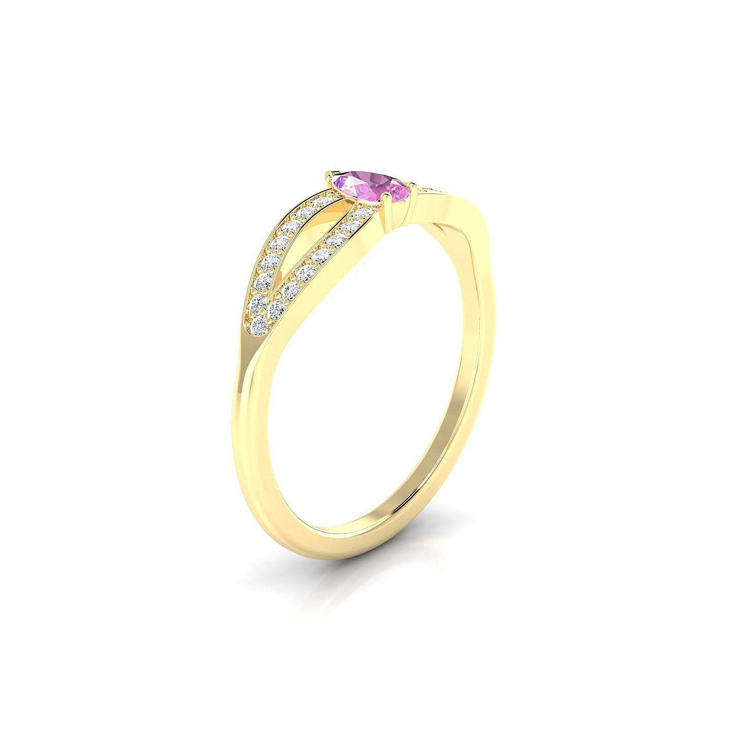 Prestige | 18k Yellow Gold 5 x 3 mm Pear Pink Sapphire Ring