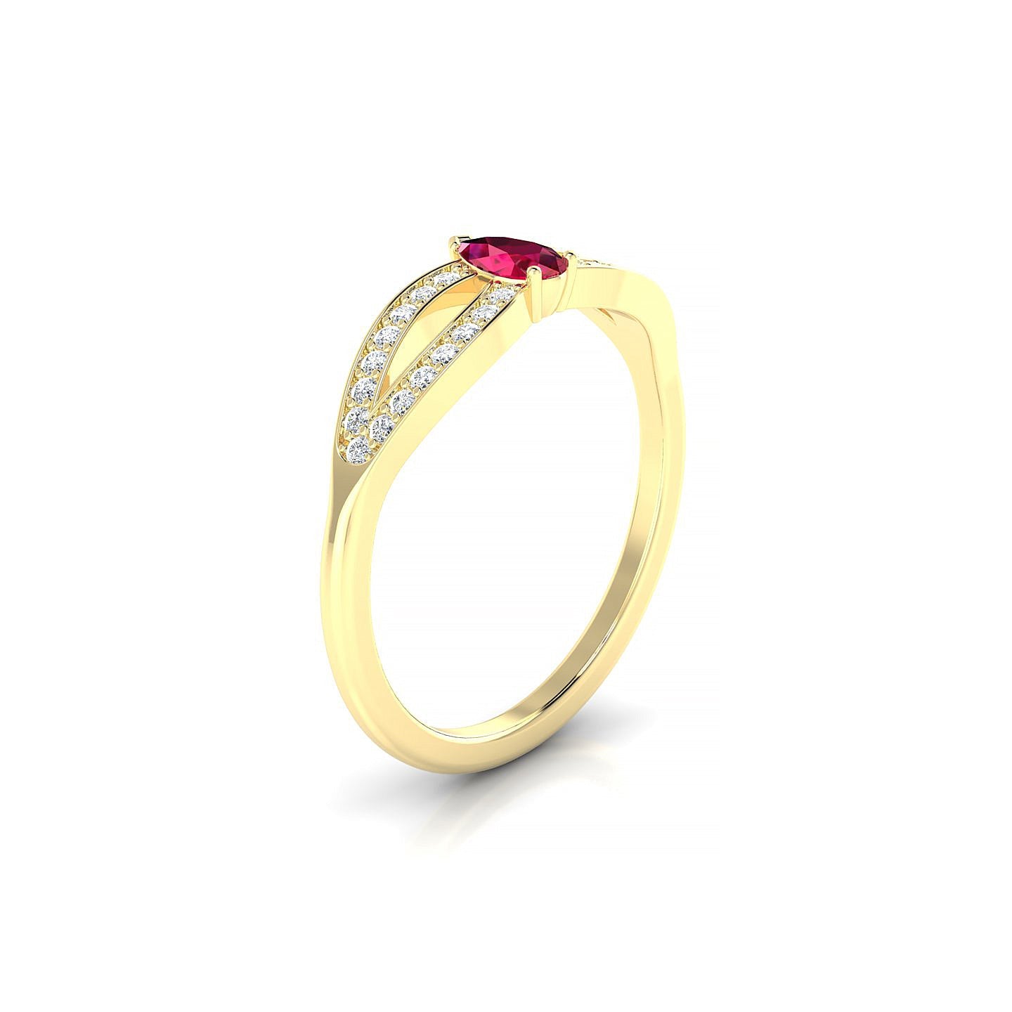 Prestige | 18k Yellow Gold 5 x 3 mm Pear Ruby Ring