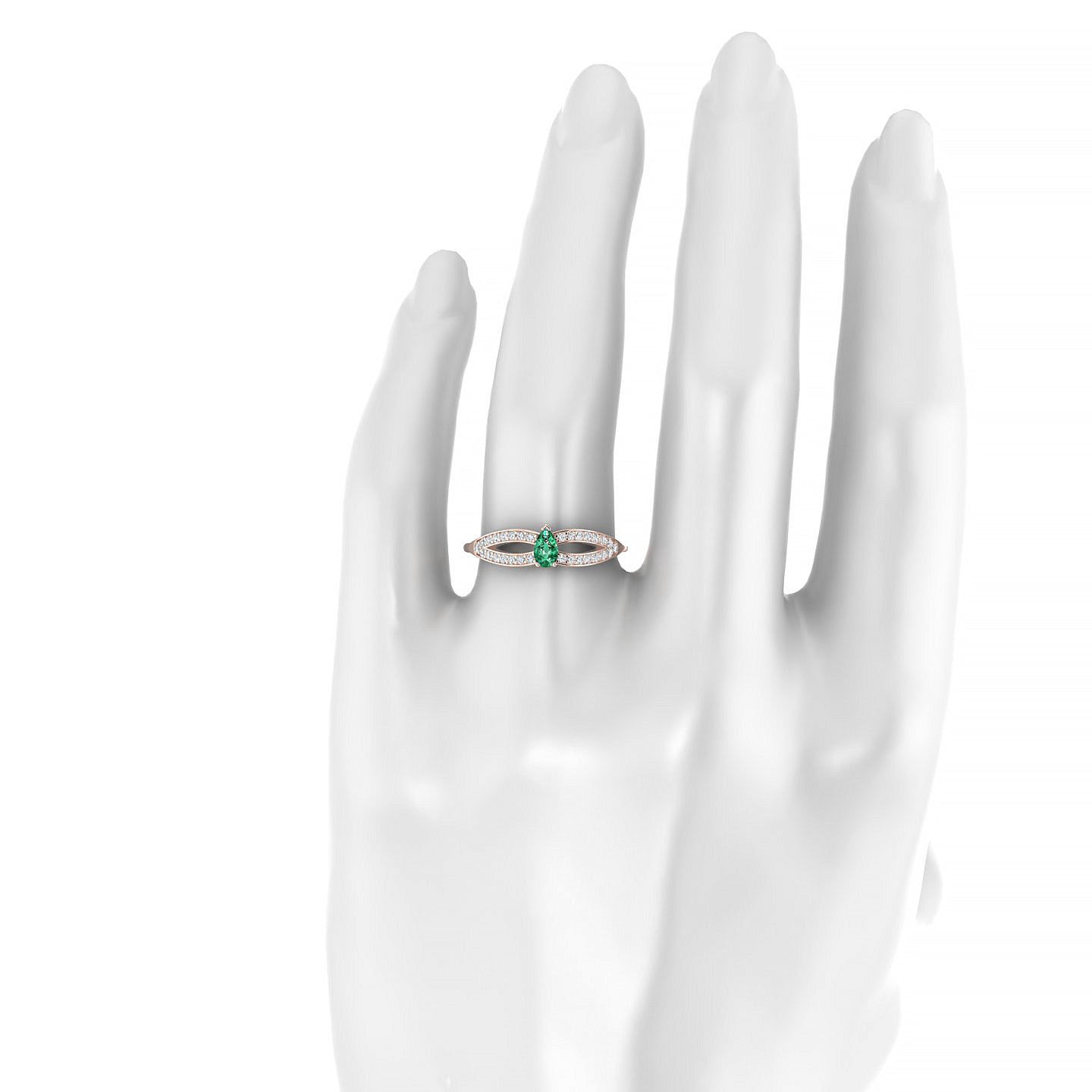 Prestige | 18k Rose Gold 5 x 3 mm Pear Emerald Ring