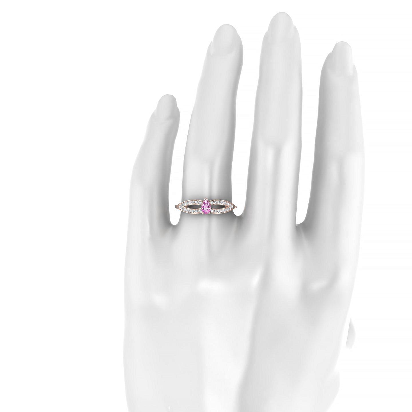 Prestige | 18k Rose Gold 5 x 3 mm Pear Pink Sapphire Ring