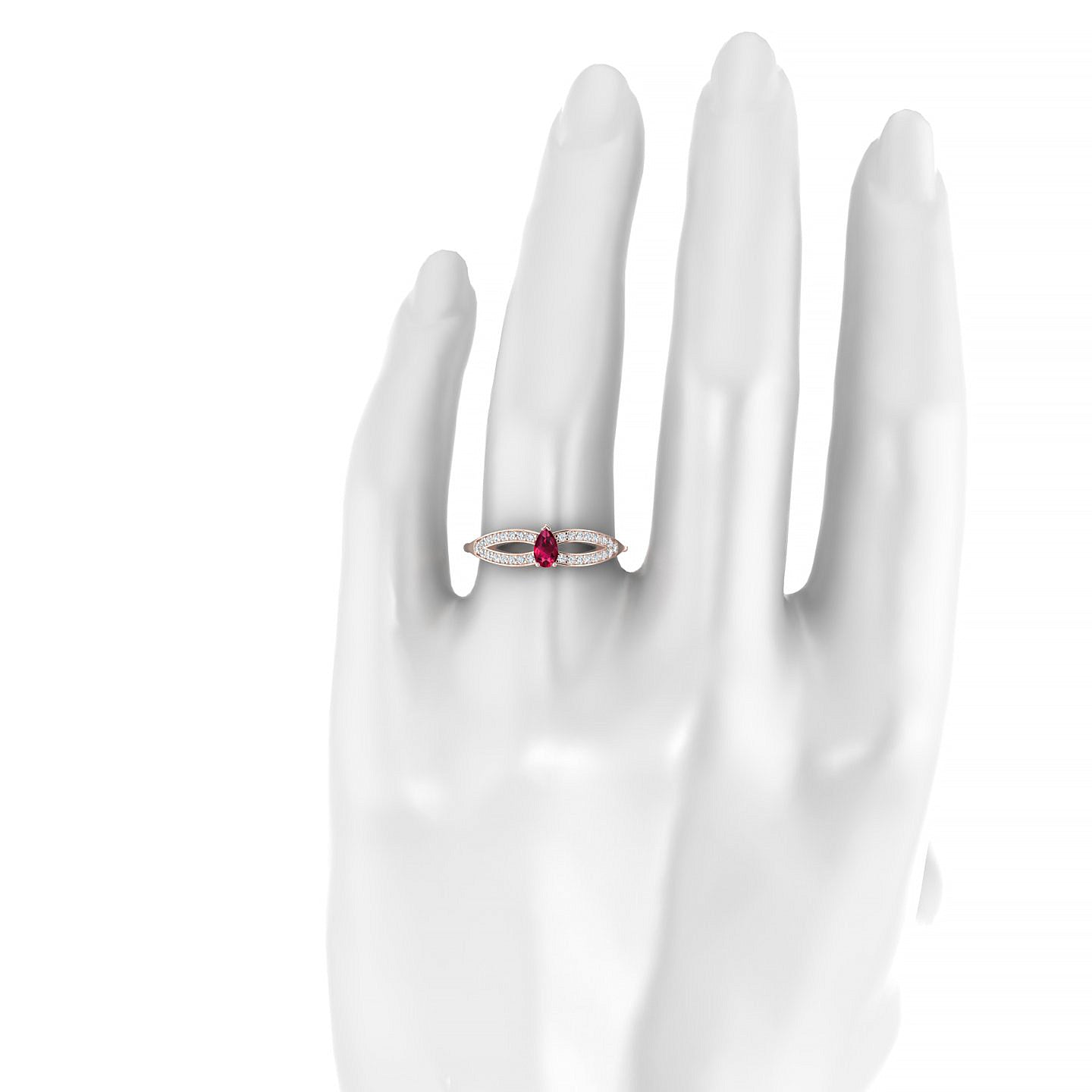 Prestige | 18k Rose Gold 5 x 3 mm Pear Ruby Ring
