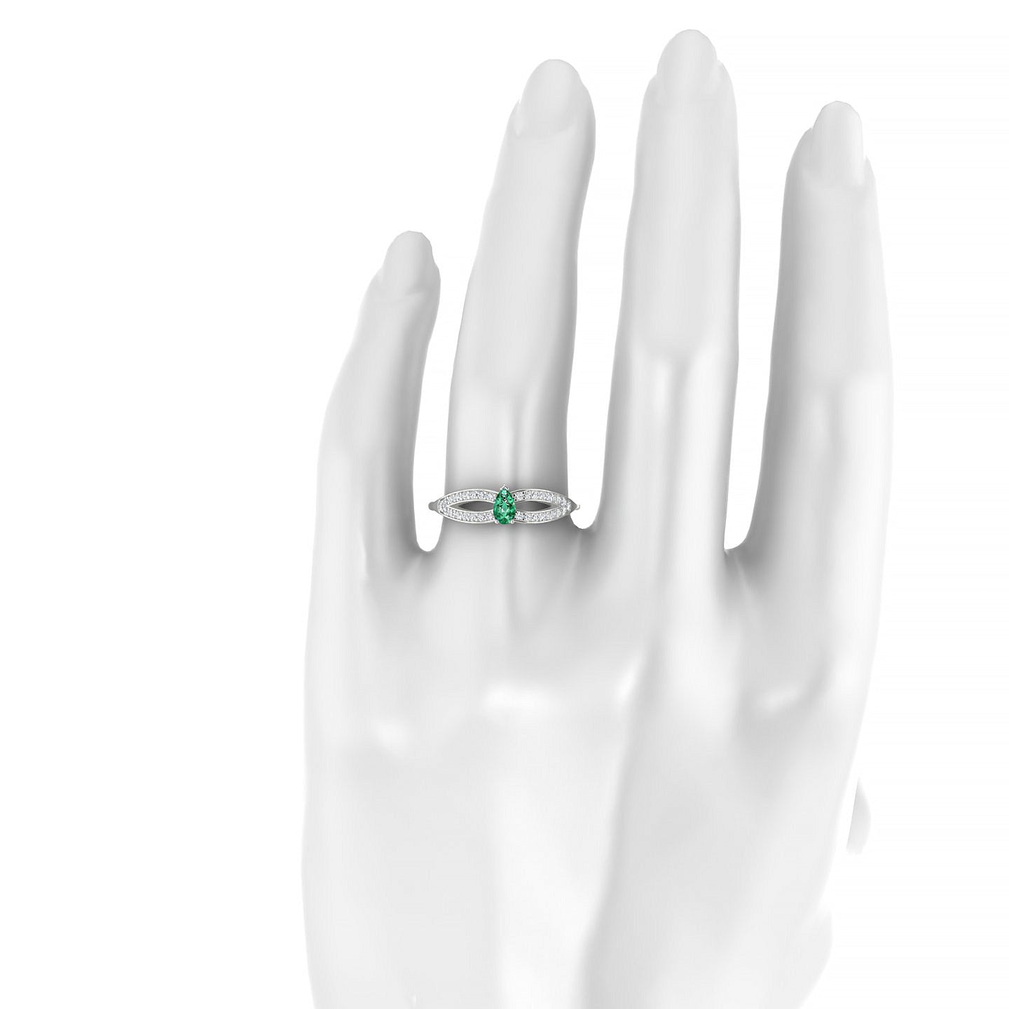 Prestige | 18k White Gold 5 x 3 mm Pear Emerald Ring