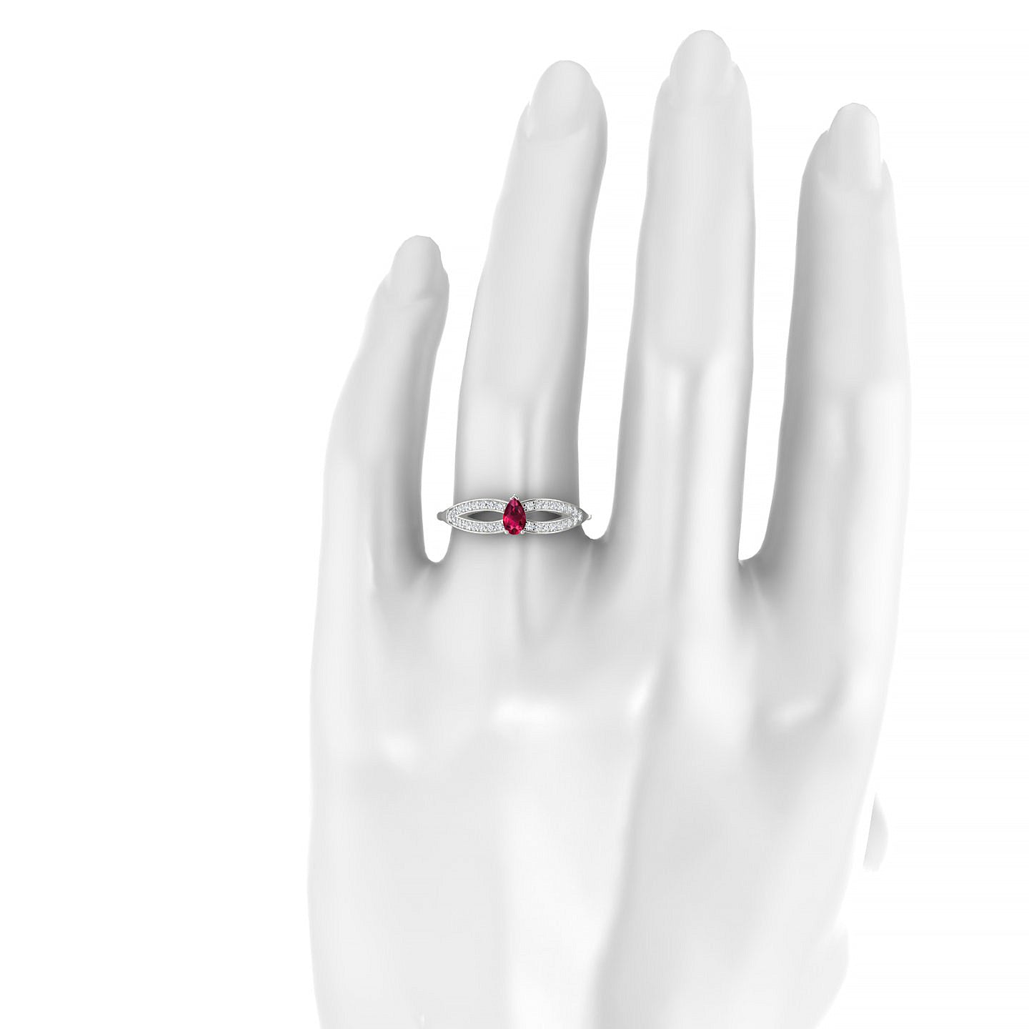 Prestige | 18k White Gold 5 x 3 mm Pear Ruby Ring