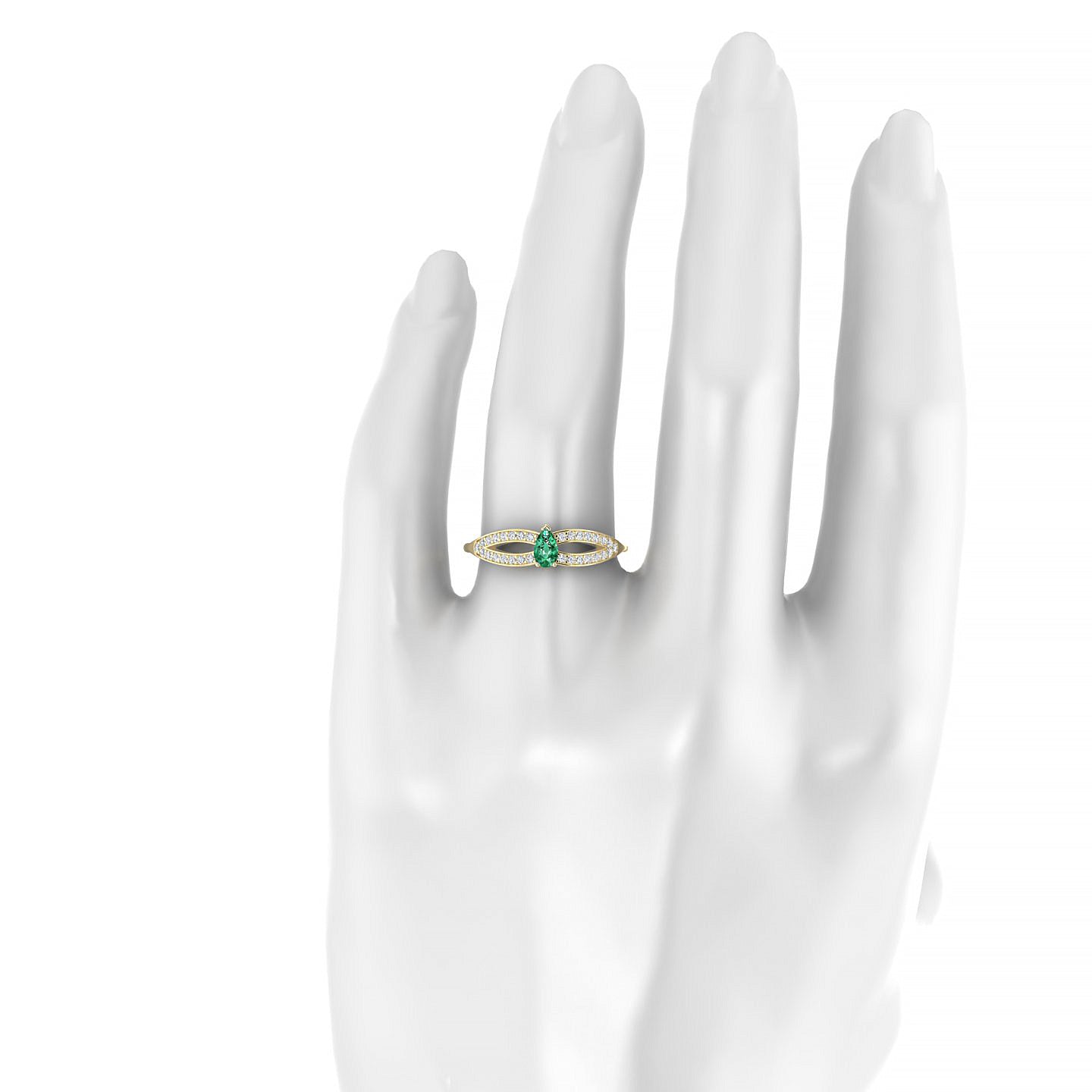 Prestige | 18k Yellow Gold 5 x 3 mm Pear Emerald Ring