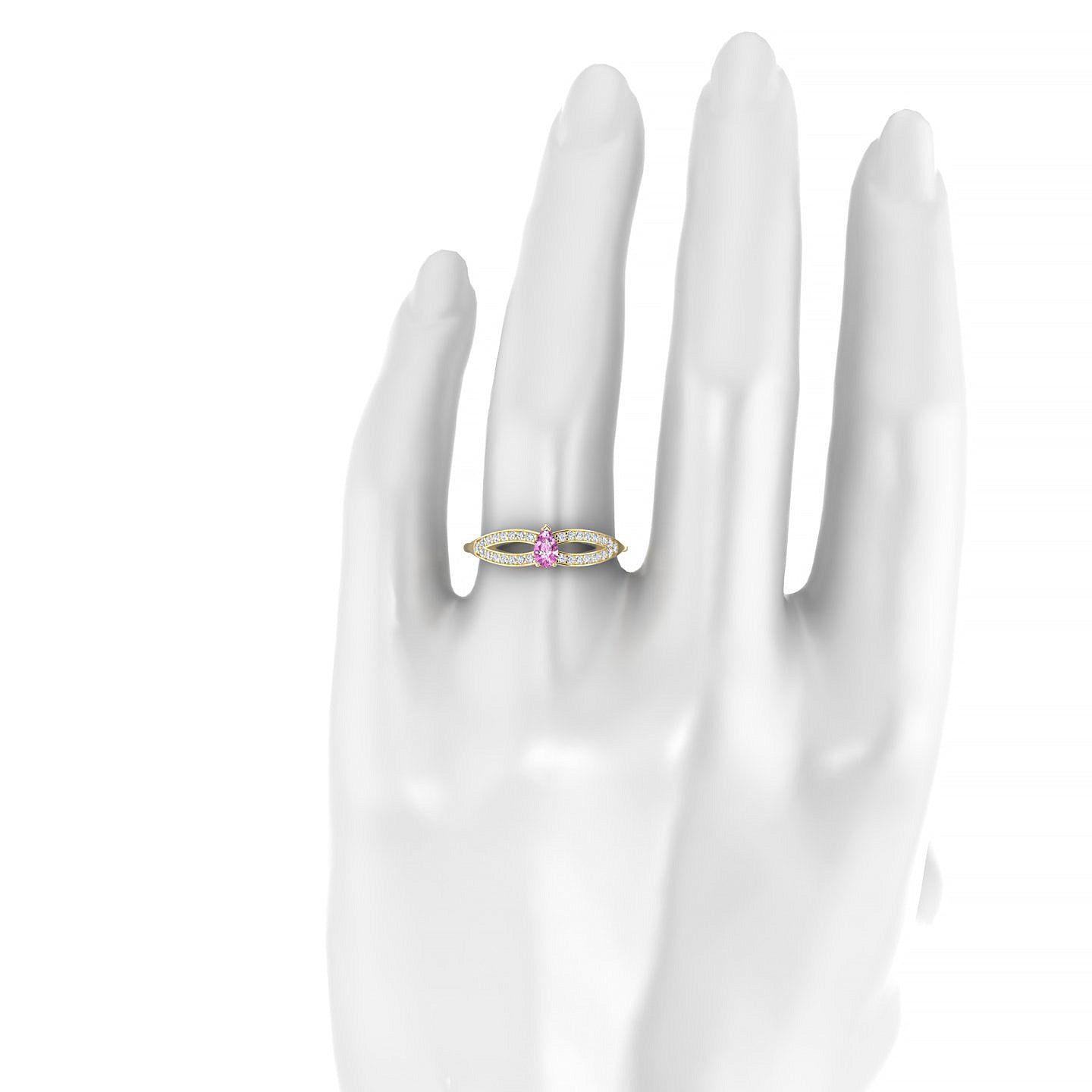 Prestige | 18k Yellow Gold 5 x 3 mm Pear Pink Sapphire Ring