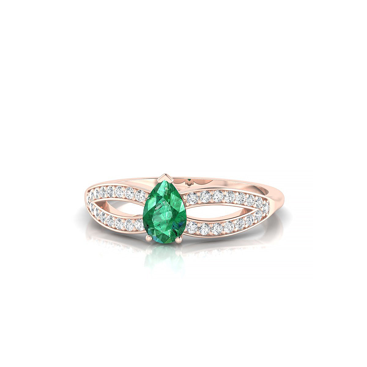 Prestige | 18k Rose Gold 6 x 4 mm Pear Emerald Ring
