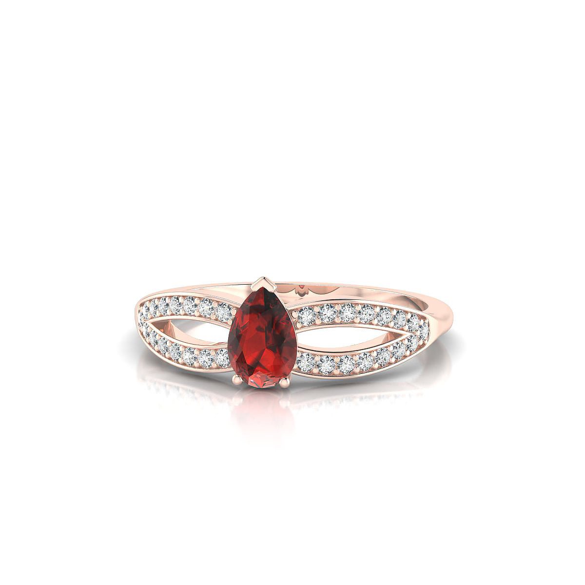 Prestige | 18k Rose Gold 6 x 4 mm Pear Garnet Ring