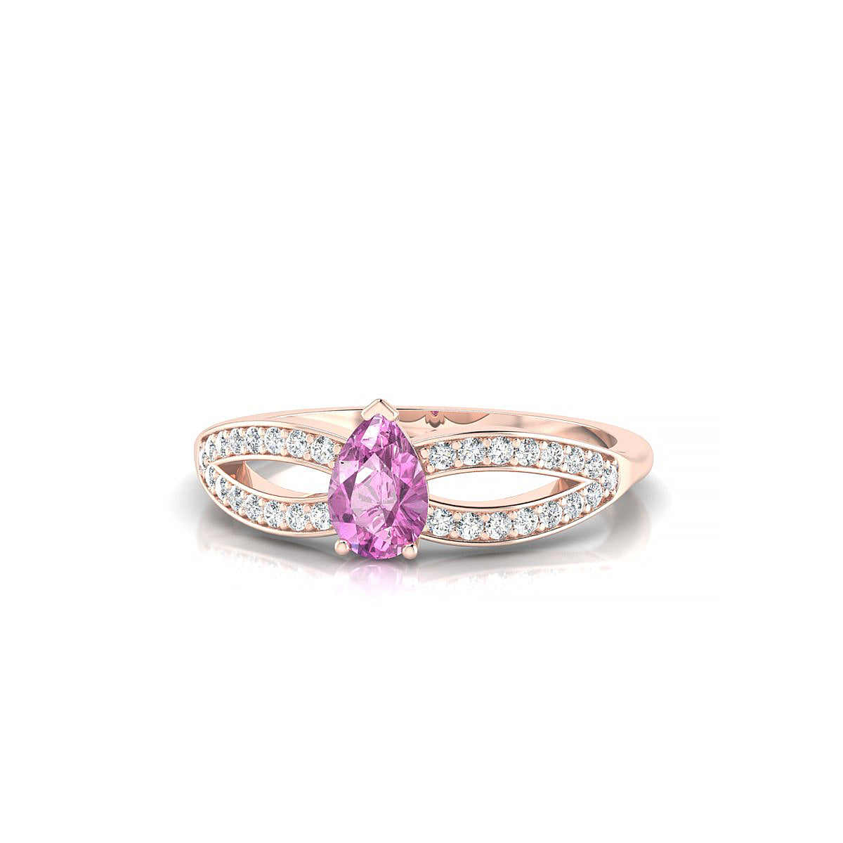 Prestige | 18k Rose Gold 6 x 4 mm Pear Pink Sapphire Ring