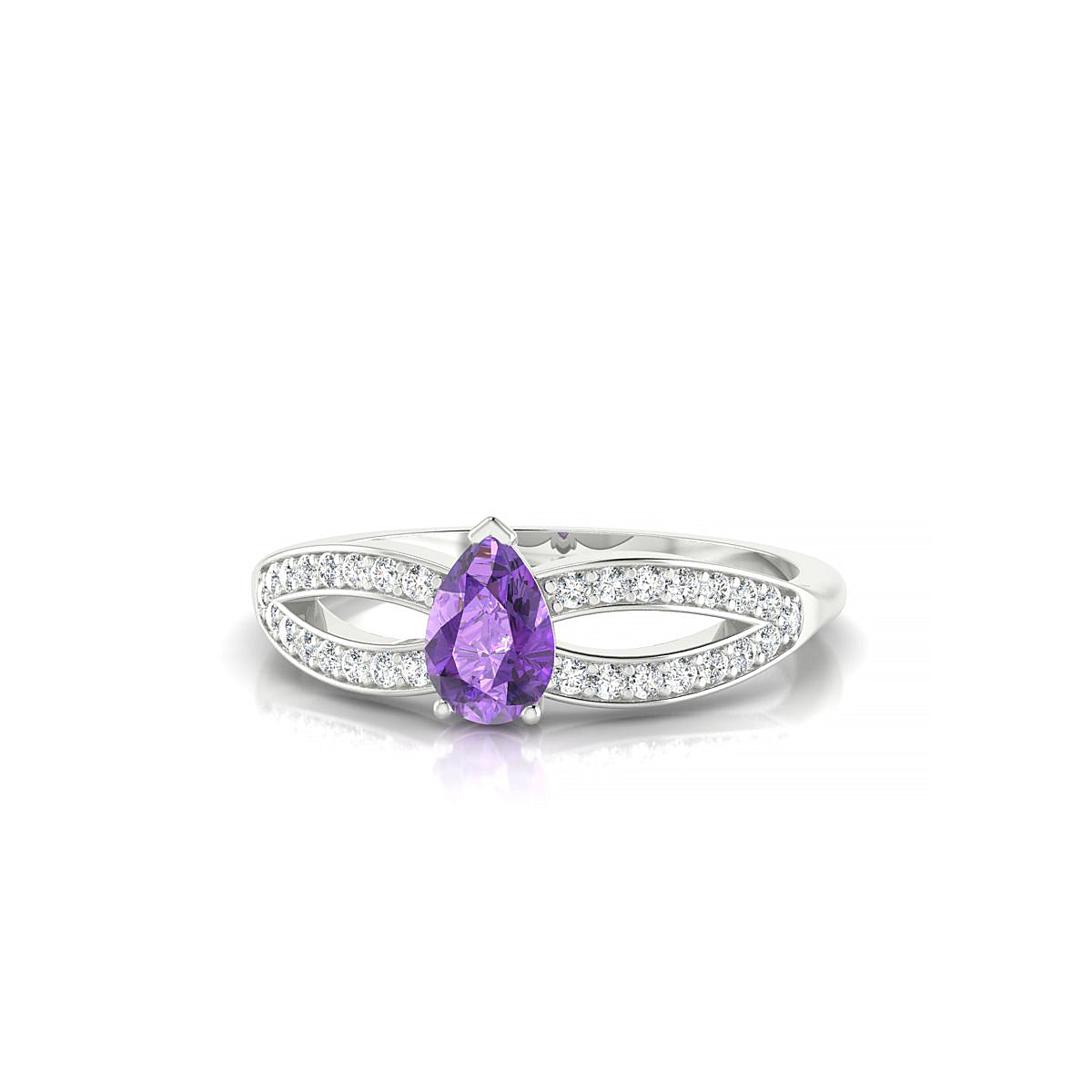 Prestige | 18k White Gold 6 x 4 mm Pear Amethyst Ring
