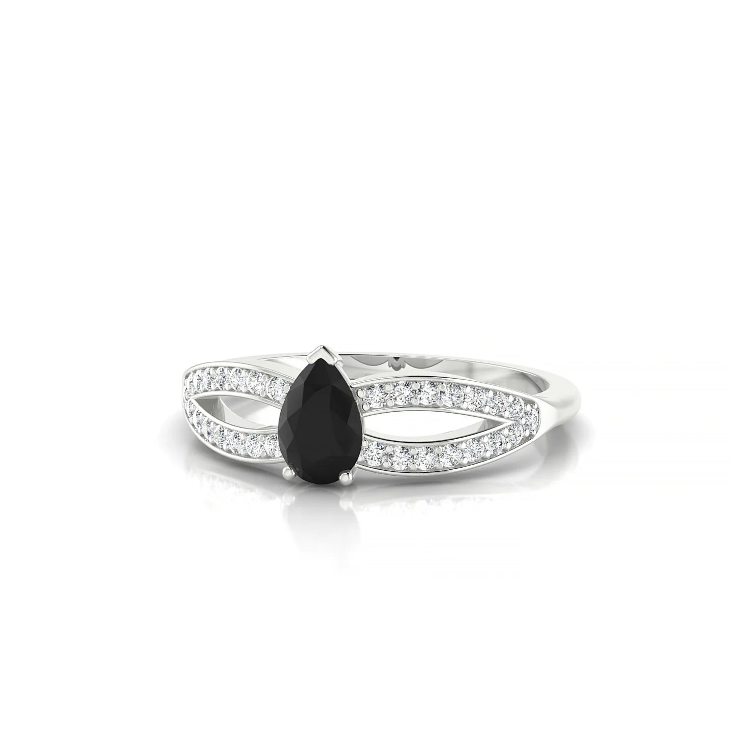 Prestige | 18k White Gold 6 x 4 mm Pear Black Diamond Ring