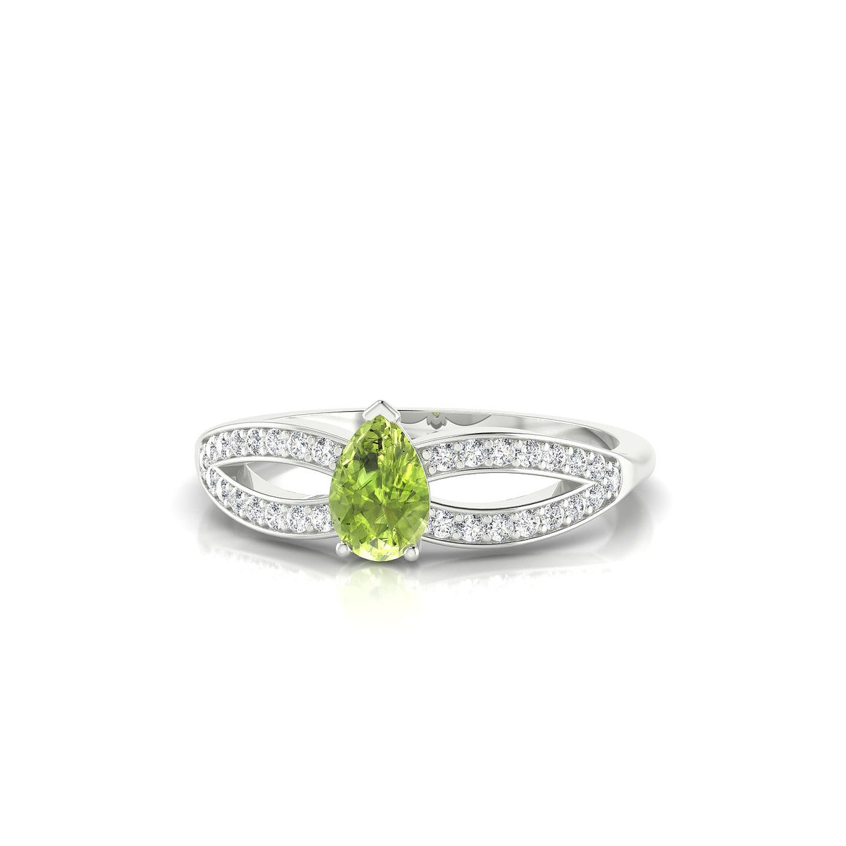 Prestige | 18k White Gold 6 x 4 mm Pear Peridot Ring