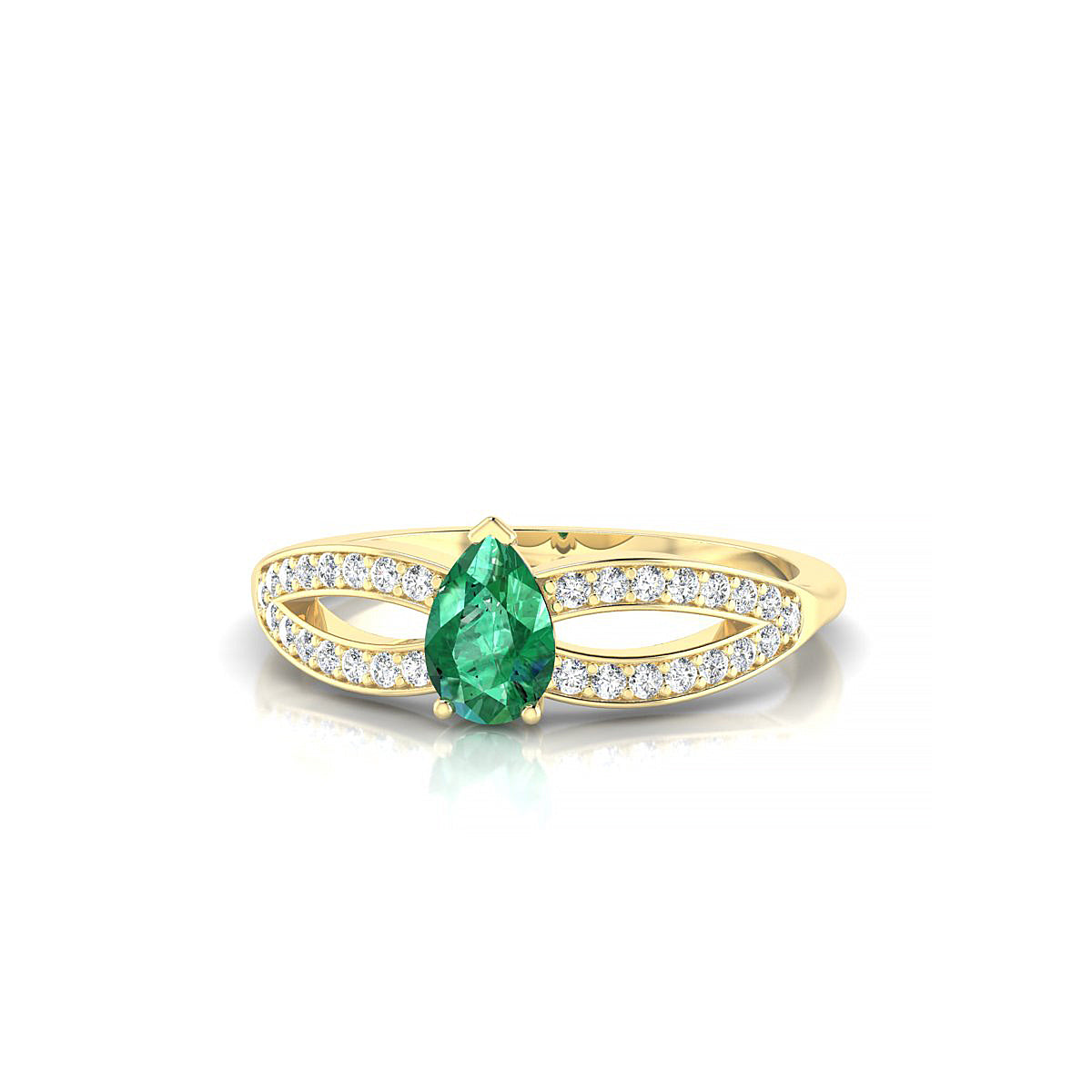 Prestige | 18k Yellow Gold 6 x 4 mm Pear Emerald Ring