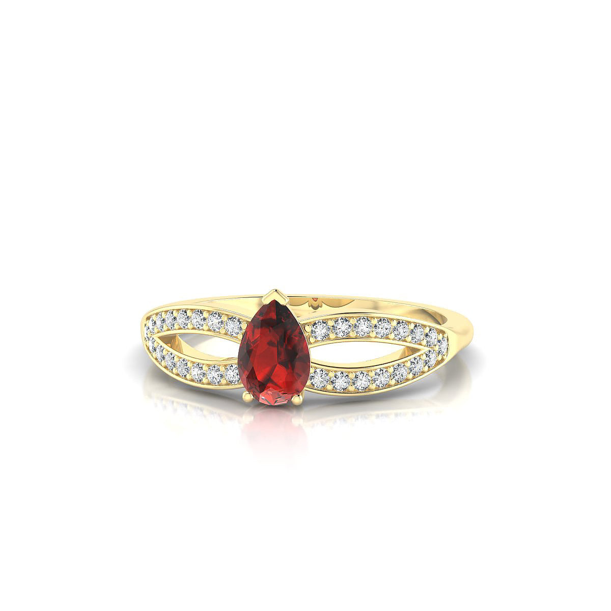 Prestige | 18k Yellow Gold 6 x 4 mm Pear Garnet Ring