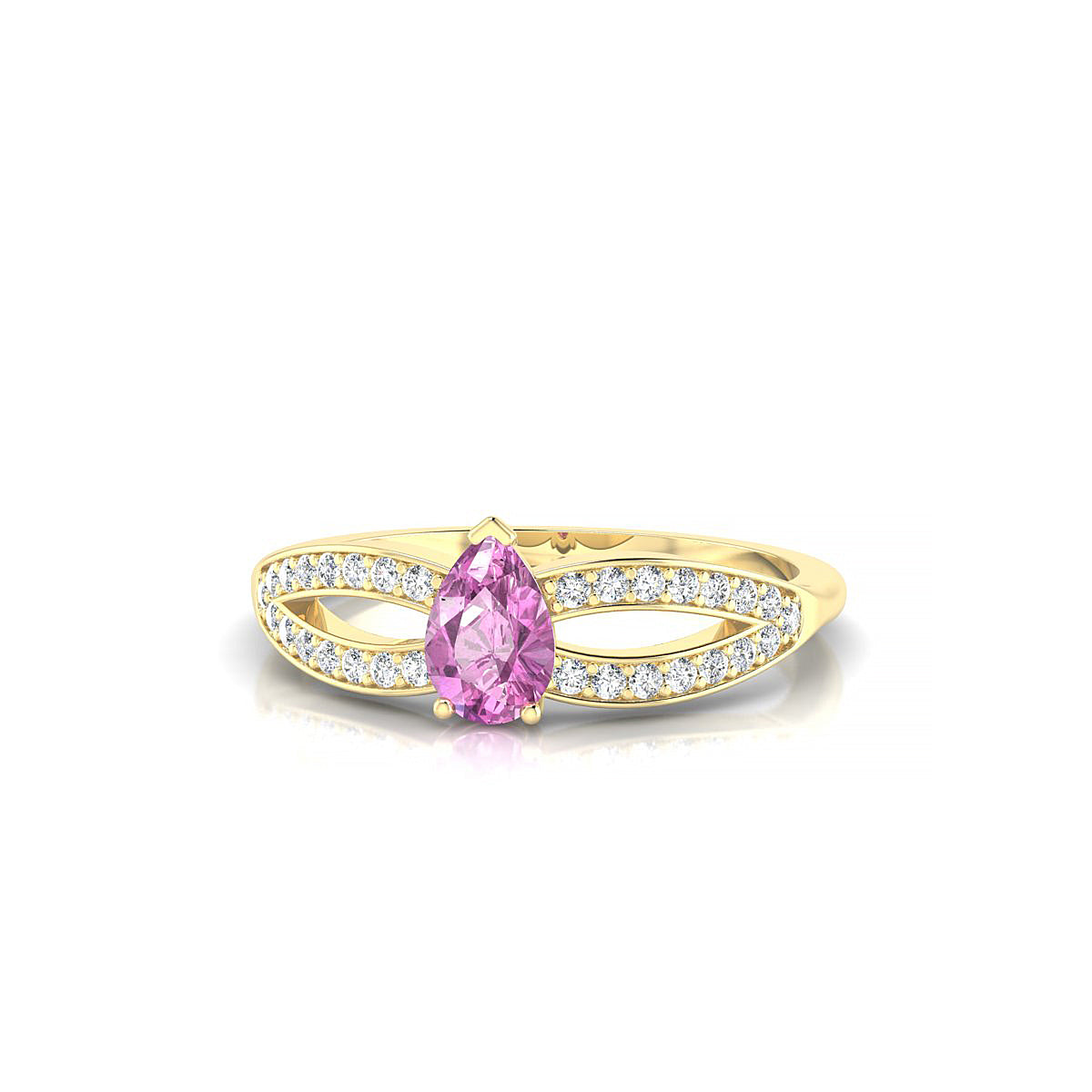 Prestige | 18k Yellow Gold 6 x 4 mm Pear Pink Sapphire Ring