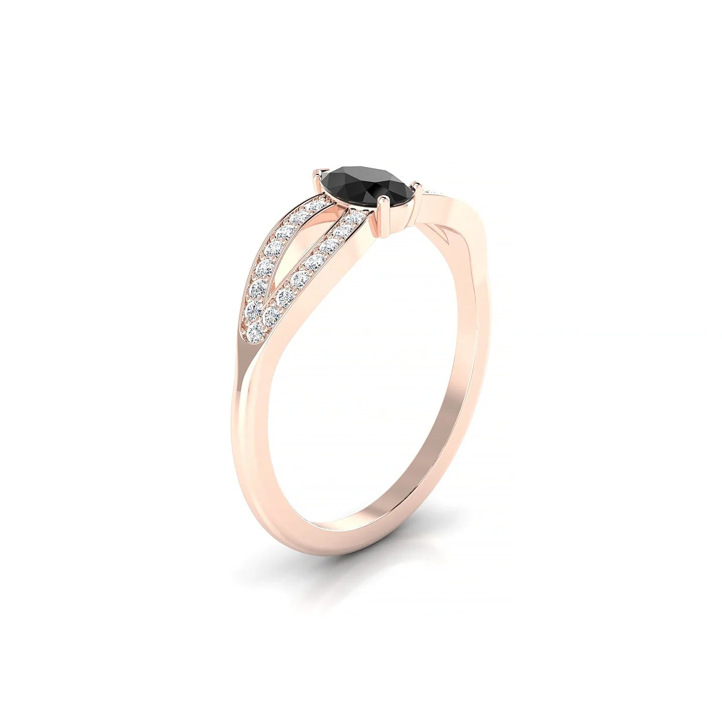 Prestige | 18k Rose Gold 6 x 4 mm Pear Black Diamond Ring