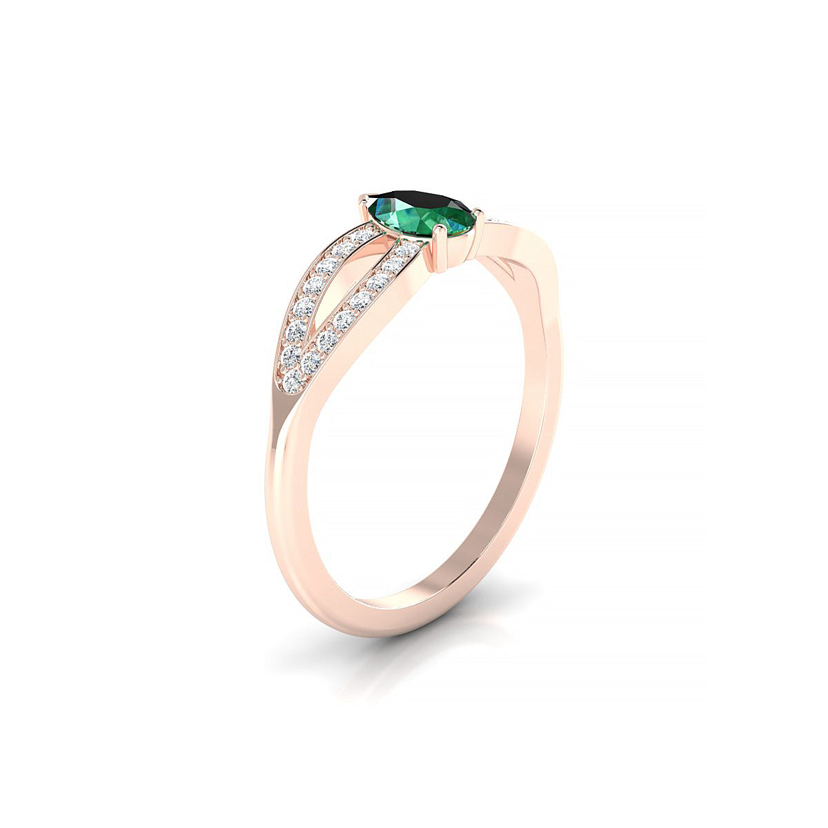 Prestige | 18k Rose Gold 6 x 4 mm Pear Emerald Ring