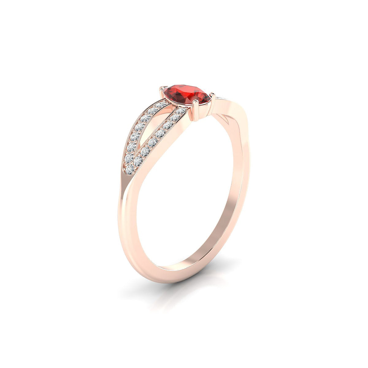 Prestige | 18k Rose Gold 6 x 4 mm Pear Garnet Ring