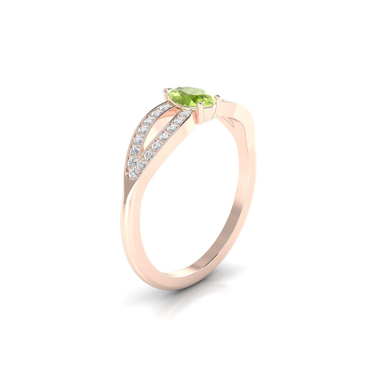Prestige | 18k Rose Gold 6 x 4 mm Pear Peridot Ring