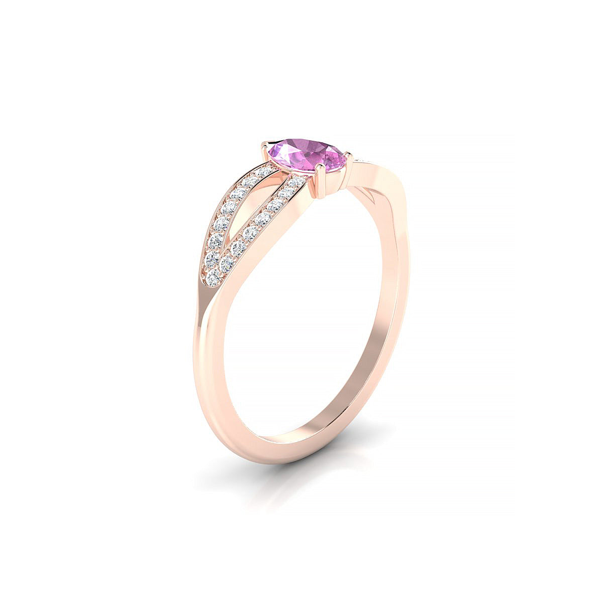 Prestige | 18k Rose Gold 6 x 4 mm Pear Pink Sapphire Ring