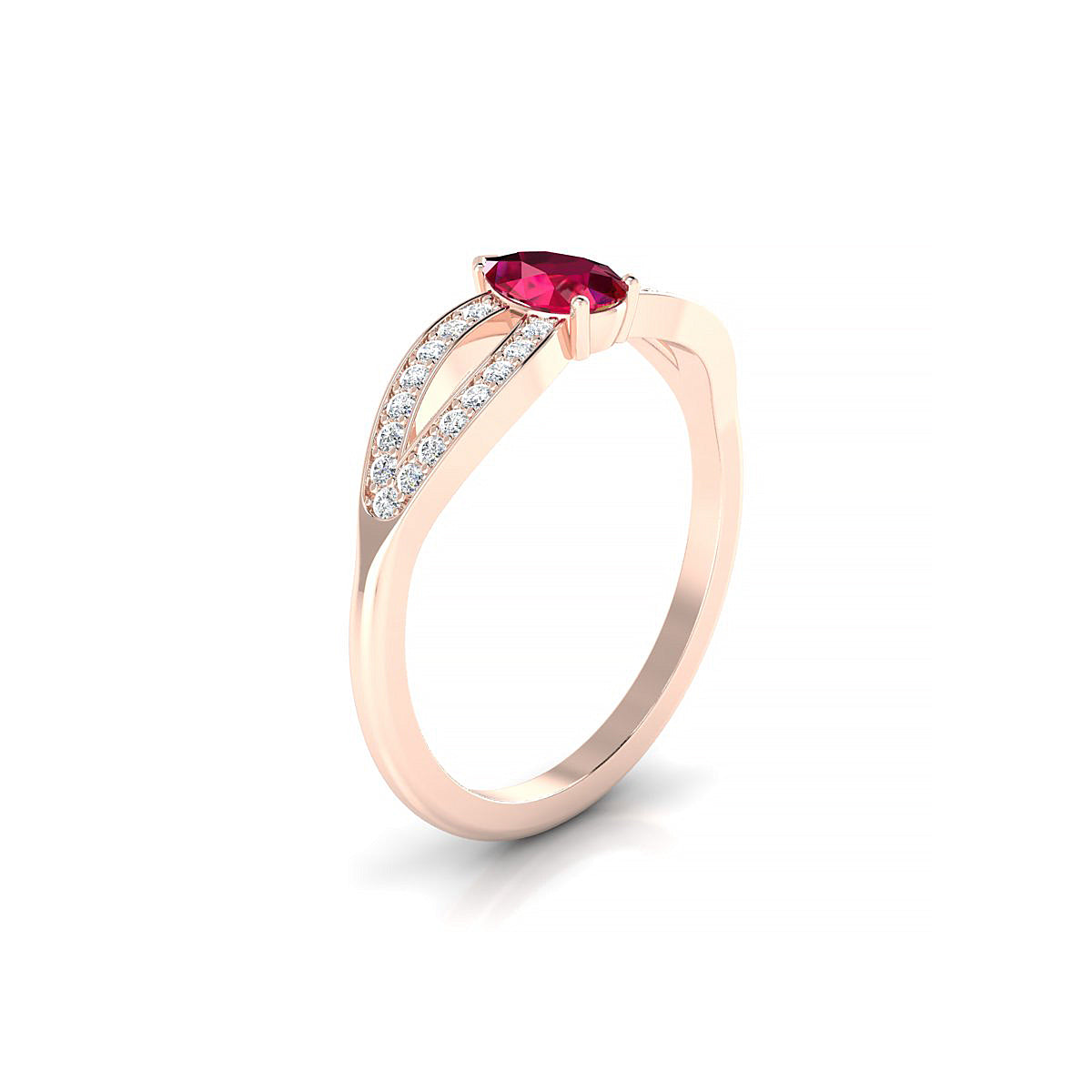 Prestige | 18k Rose Gold 6 x 4 mm Pear Ruby Ring