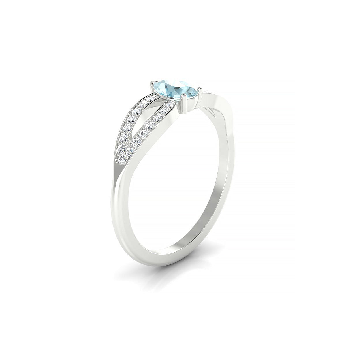 Prestige | 18k White Gold 6 x 4 mm Pear Aquamarine Ring