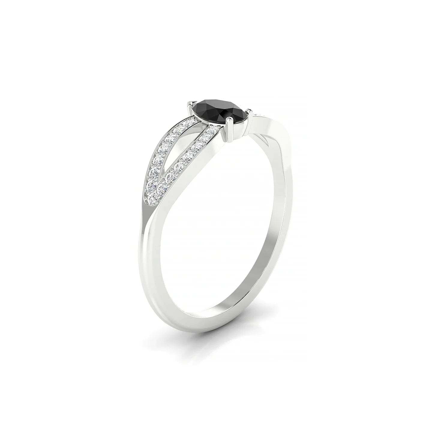 Prestige | 18k White Gold 6 x 4 mm Pear Black Diamond Ring