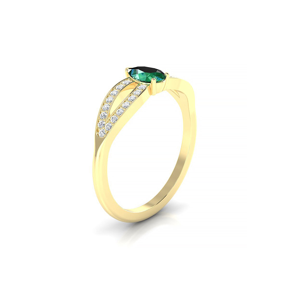 Prestige | 18k Yellow Gold 6 x 4 mm Pear Emerald Ring