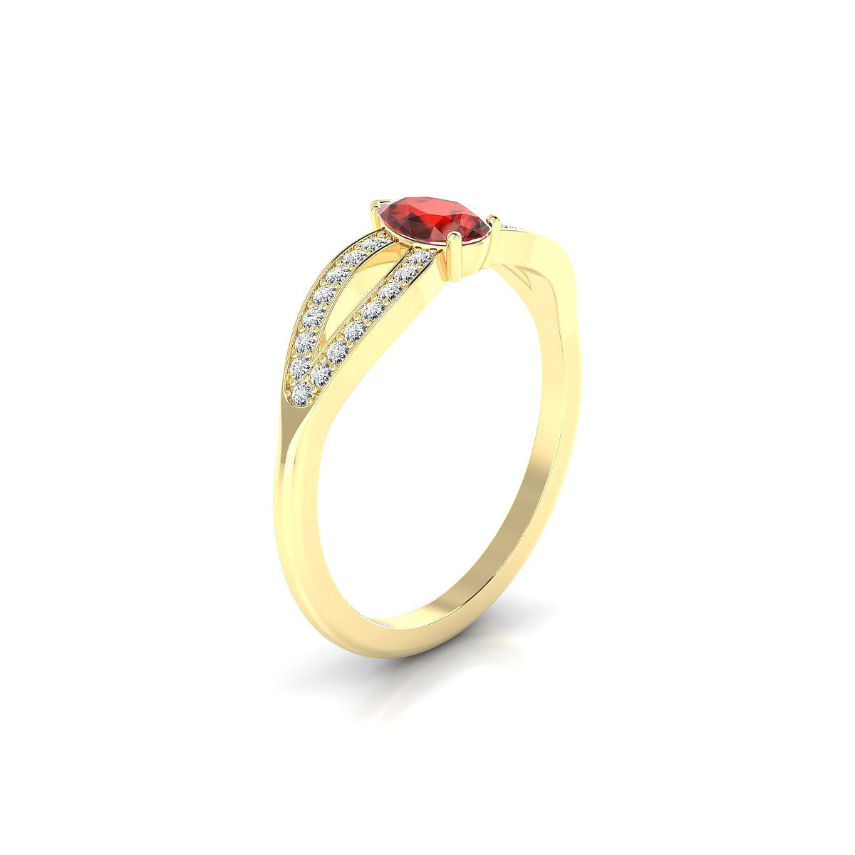 Prestige | 18k Yellow Gold 6 x 4 mm Pear Garnet Ring