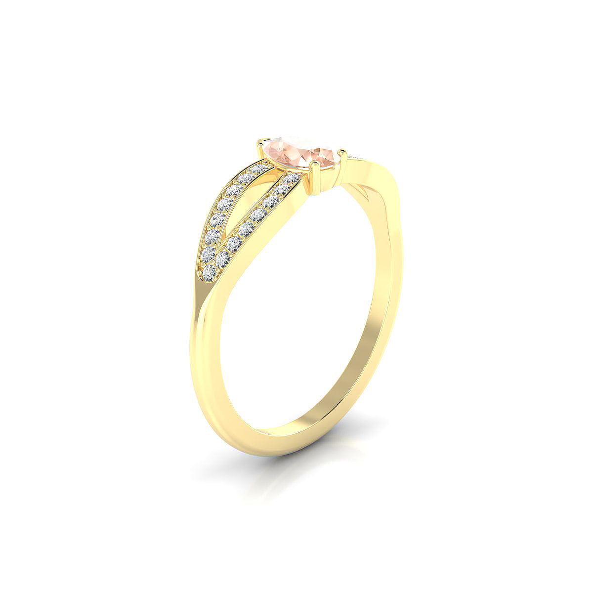Prestige | 18k Yellow Gold 6 x 4 mm Pear Morganite Ring