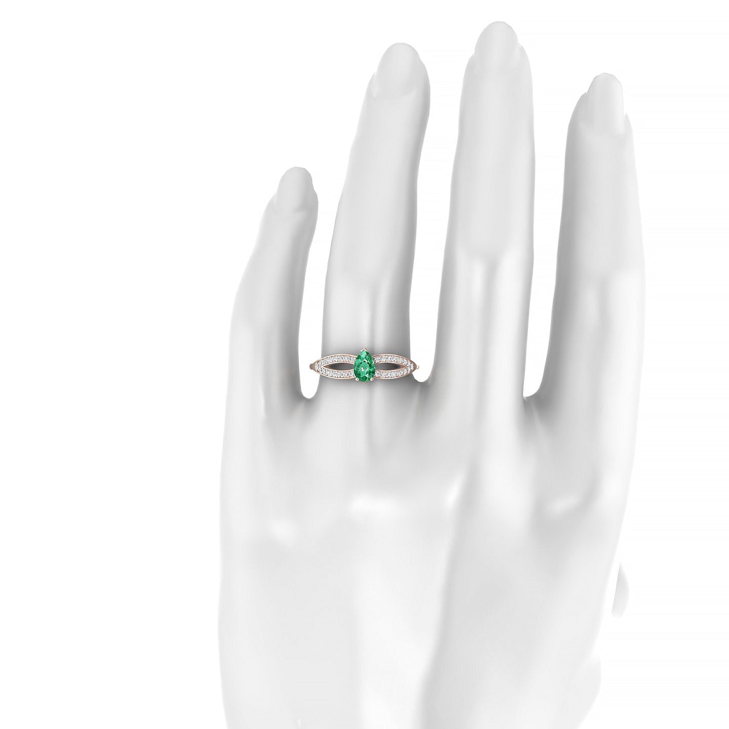 Prestige | 18k Rose Gold 6 x 4 mm Pear Emerald Ring